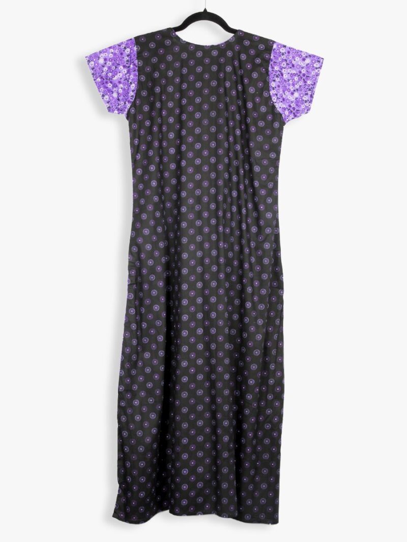 Pure Cotton Zipper Nighty, Dotted print, Black