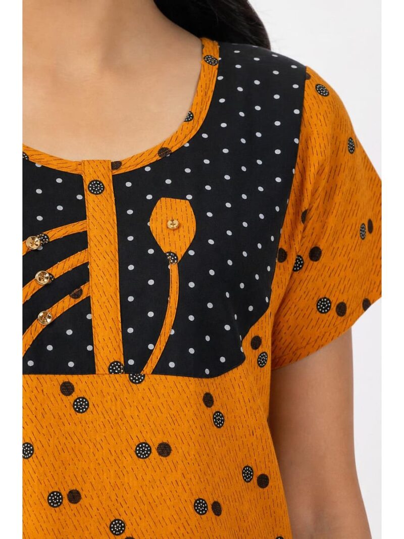 Pure Cotton Zipper Nighty, Dotted print, Tangerine