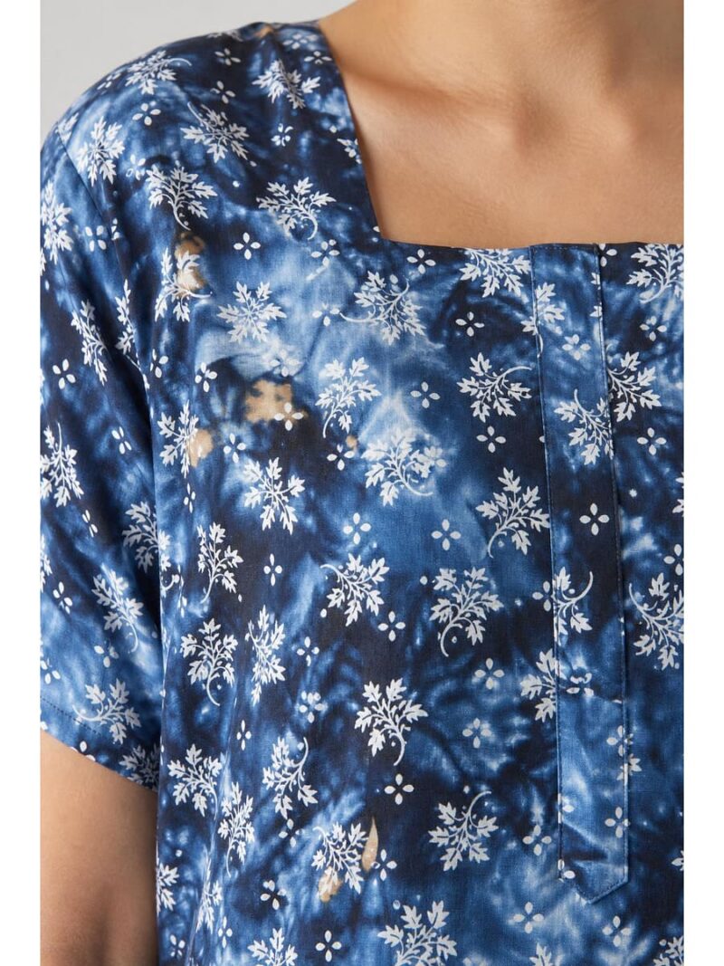 Women Cotton Nighty ,Zipper, Blue