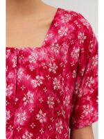 Women Cotton Nighty, Zipper, Hot Pink
