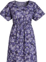 WN-TWIN-ROSES-80-PP-XXL-05-b. Women Cotton Nighty, Zipper, Purple