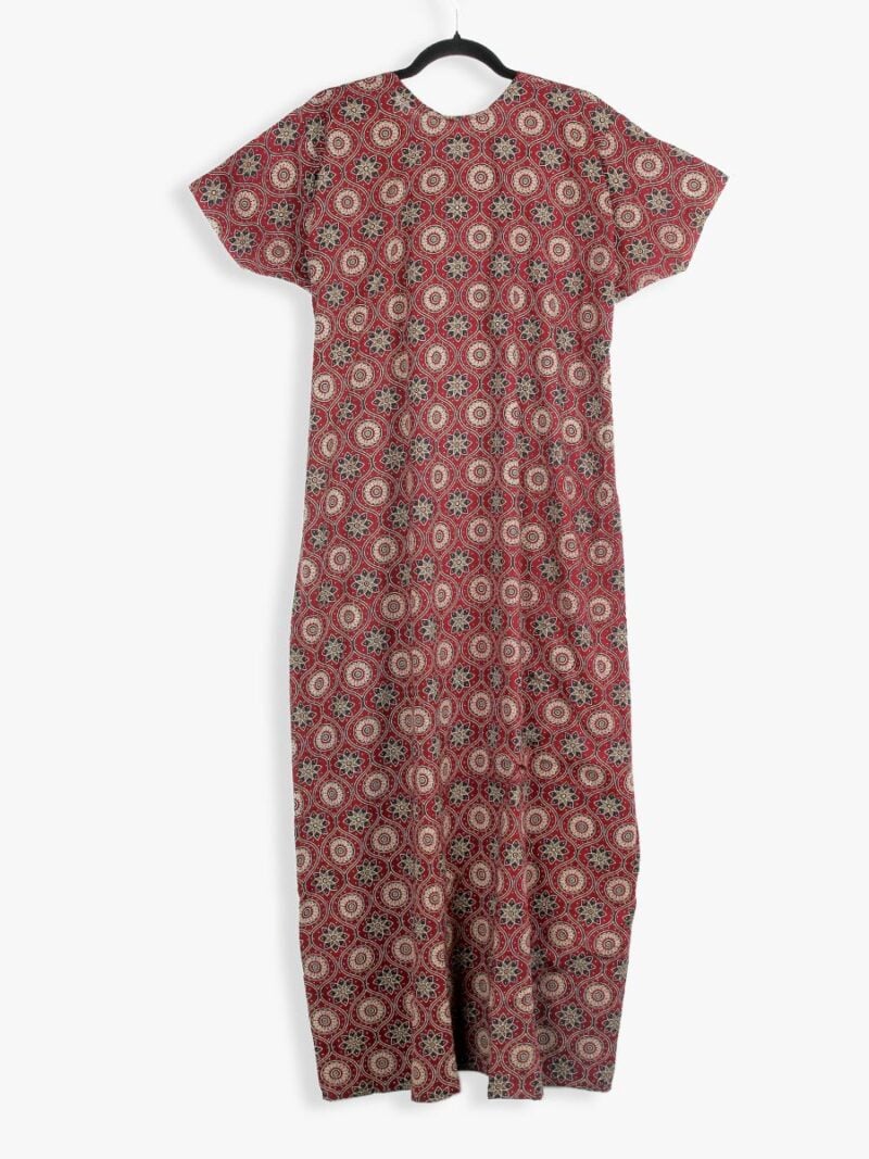 Women Printed Cotton Nighty ,Zipper, Maroon