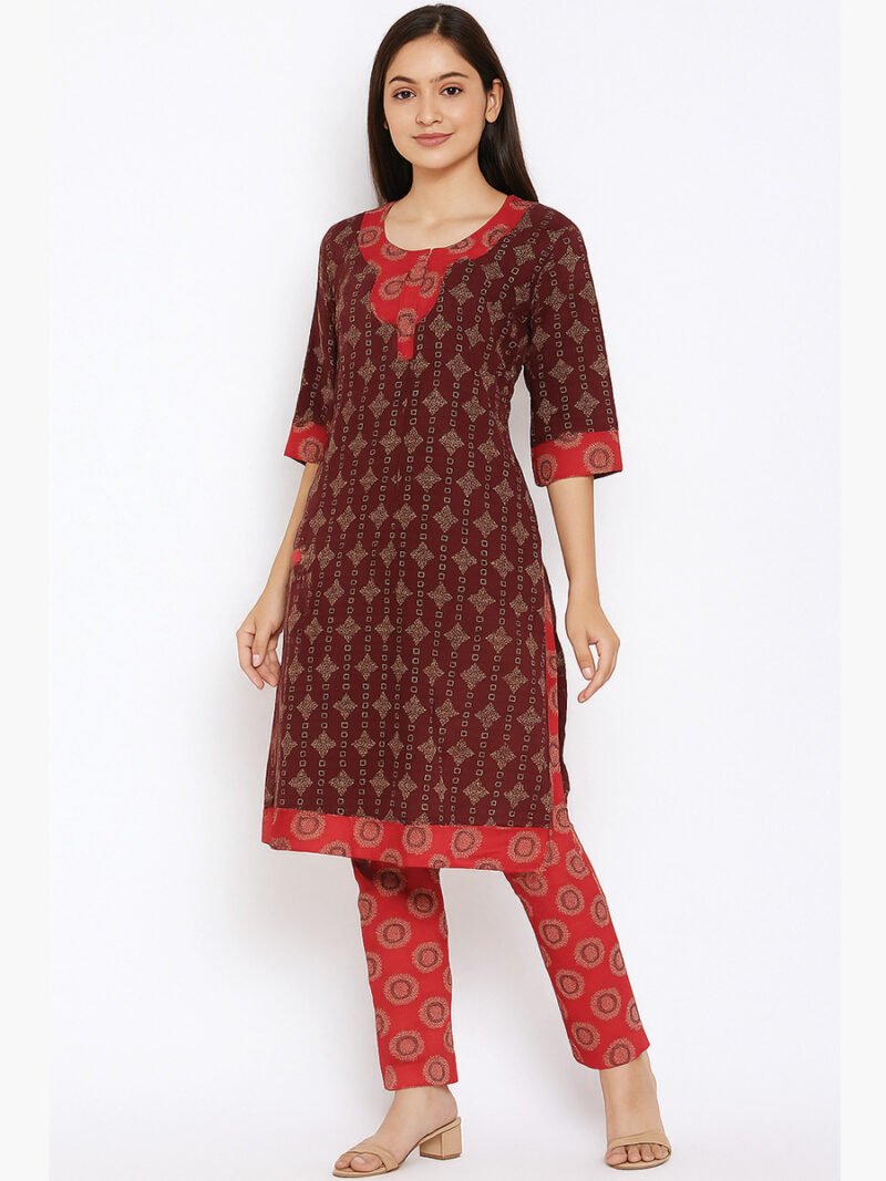 Women Ajrakh Cotton Printed Night Suit