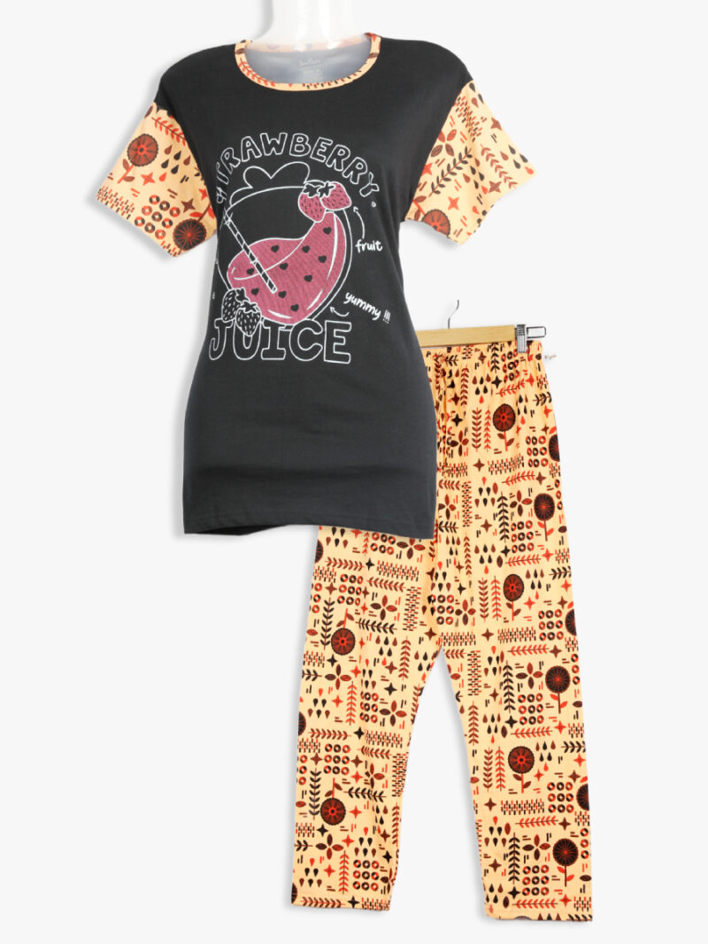 Women’s Cotton Night Suit Pajama Set, Printed