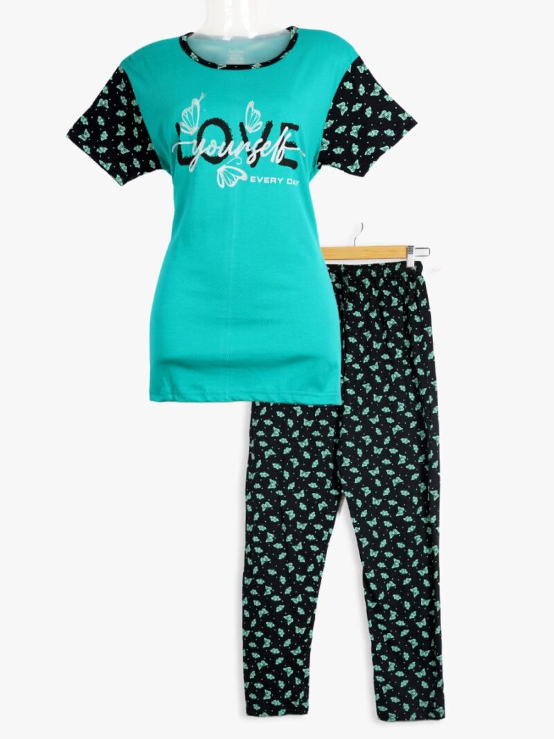Women’s Cotton Night Suit Pajama Set, Printed