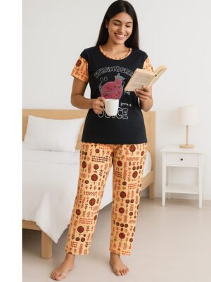Women’s Cotton Night Suit Pajama Set, Printed