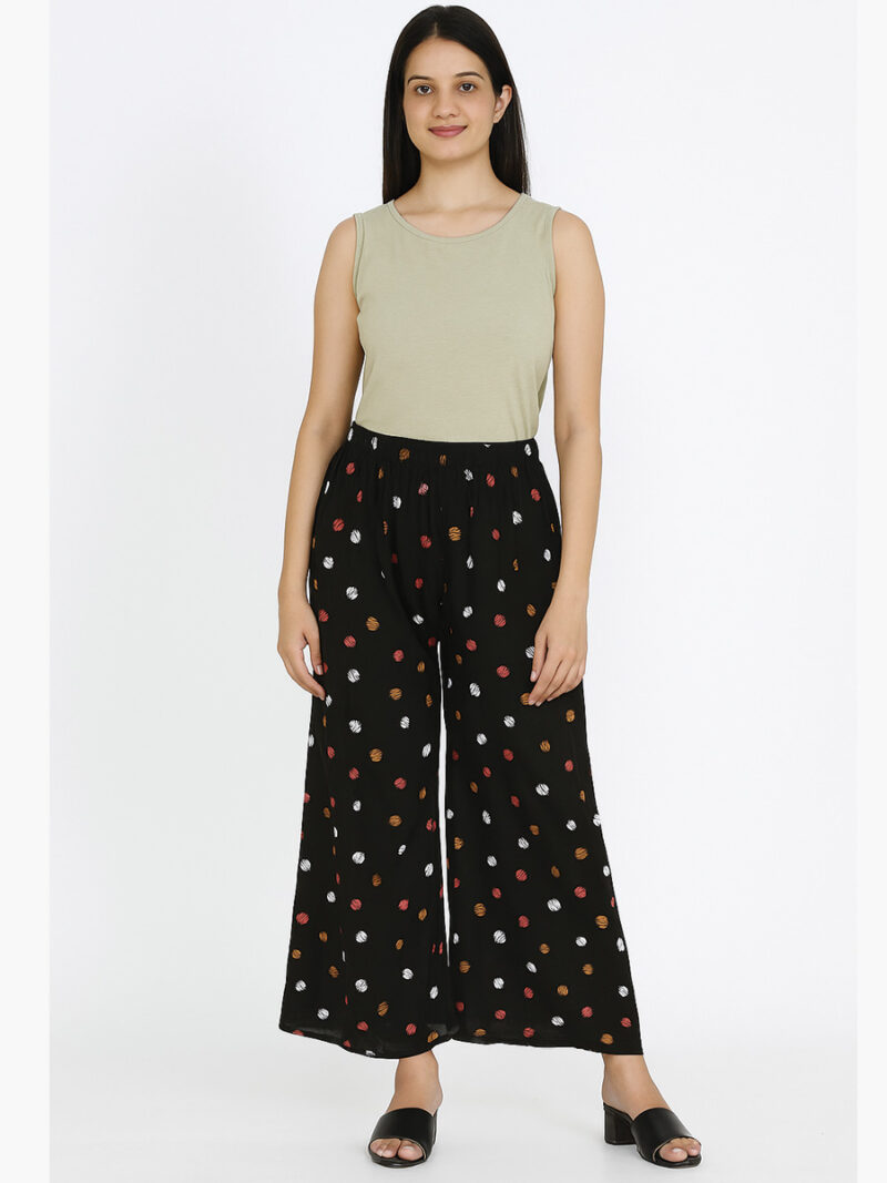 WPZ-WP-01-BK-FZ-02 women cotton palazzo pant