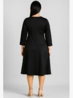 women's black midi dress