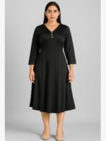 women's black midi dress