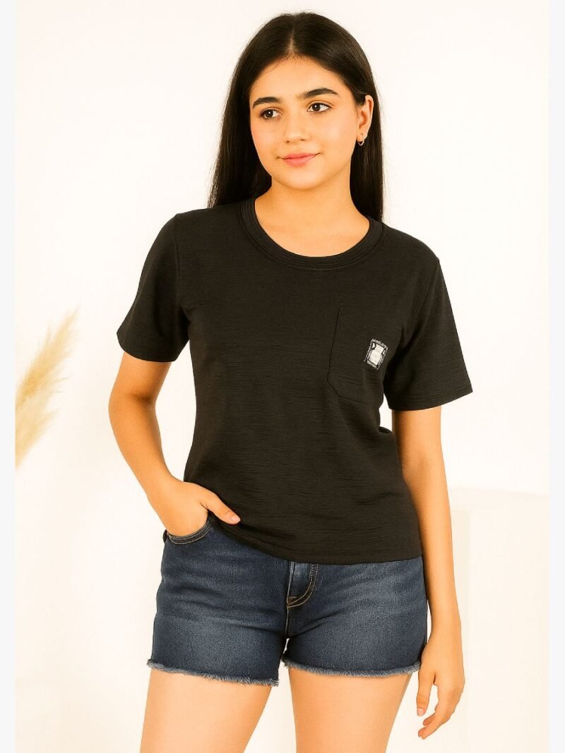 womens casual cotton black t-shirt