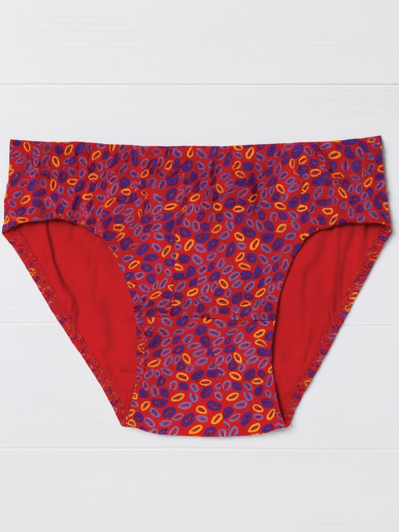 Women's Premium Cotton Printed Panty – Red & Brown