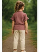 KB-QUEENS-01-TC-XS-S-M-01-T-B Girls Cotton Shirt & Pant Set – Maroon & Beige