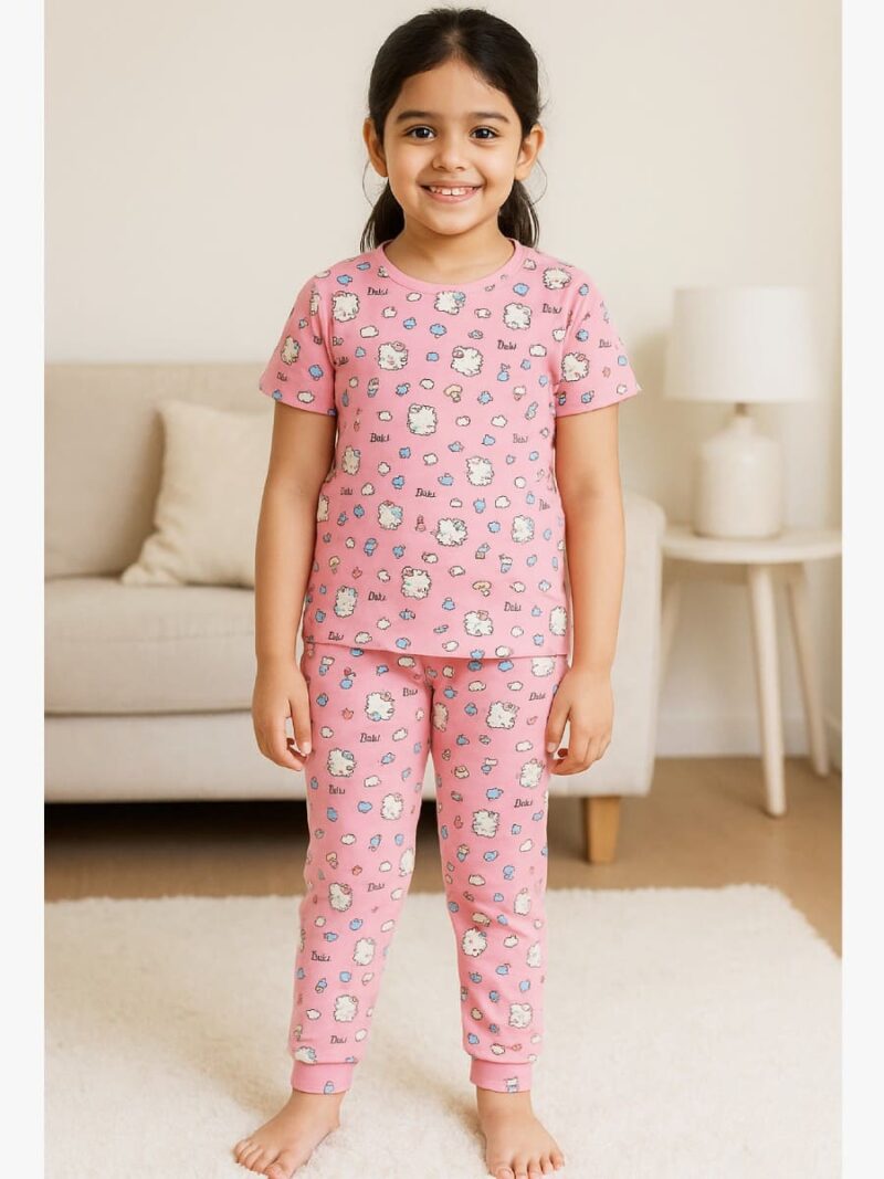 KG-NS-BSM-05-PK-3XL-02-F girls night suit, pink