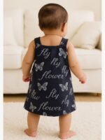 Baby Girls Cotton Frock, Butterfly Print