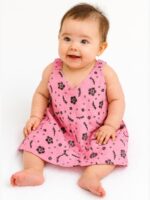 KG-POINT-03-PK-XL-01-F Baby Girls Cotton Frock, Pink – Floral Print
