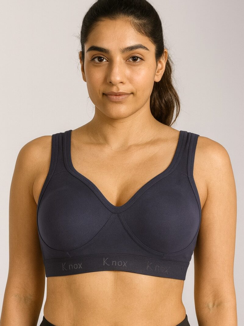 Women’s Cotton Sports Bra, Navy Blue