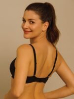 Women's Non-Padded Cotton Round Stitch Bra, Black