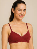 WB-PRINCESS-01-MR-XS-03-F Women's Cotton Non-Padded Bra, Maroon