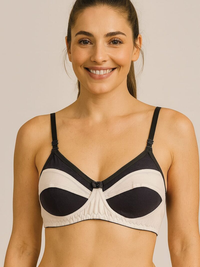 Women's Cotton Non-Padded Bra – Gray & Beige