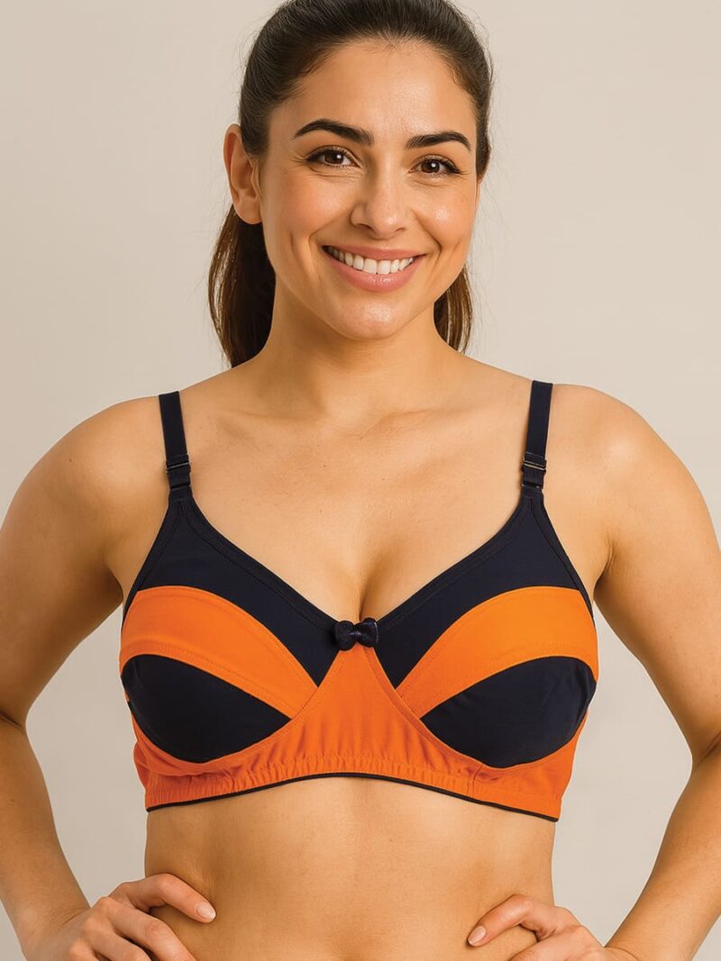 WB-PRINCESS-03-OR-L-02-F Women's Cotton Non-Padded Bra – Orange