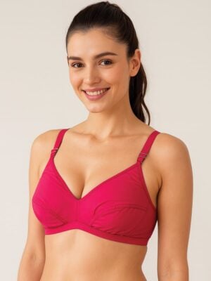 Women's Cotton Non-Padded Bra, Raspberry