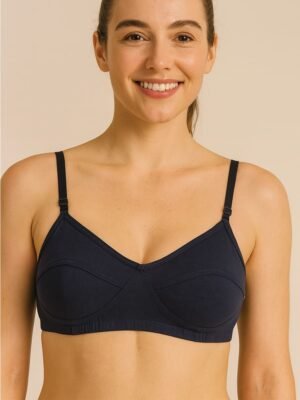 Women's Cotton Non-Padded Bra, Navy Blue