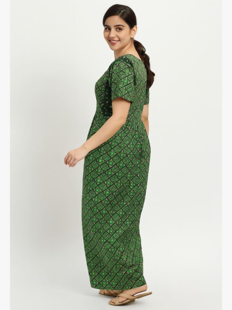 Women's Cotton Frock Nighty, Green