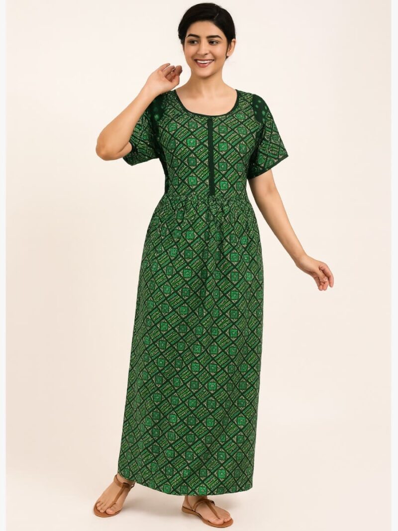 WN-SADIQ-91-GR-XL-02-F Women's Cotton Frock Nighty, Green
