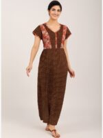 WN-SADIQ-92-CF-L-06-F Women's Cotton Frock Nighty, Coffee