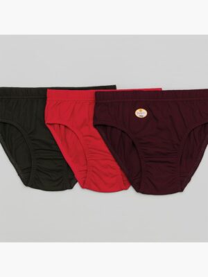 Women's Cotton Bikini Briefs – Green, Raspberry, Maroon