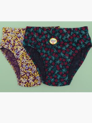 Women's Premium Cotton Printed Panty 2 pcs Pack – Purple ,Navy Blue