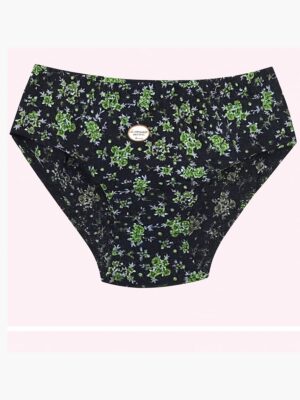Women's Premium Cotton Panty – Black with Green floral