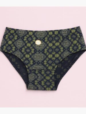 Women's Premium Cotton Panty – Navy Green Print