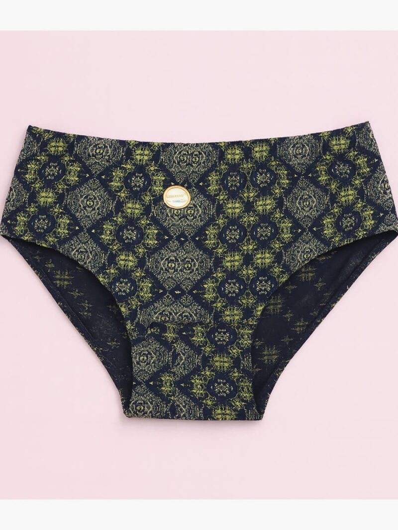 Women's Premium Cotton Panty – Navy Green Print