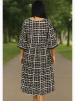 WTOP-BASIC-01-BK-XXL-01-B Women's Rayon A-Line Dress in Black White Checks