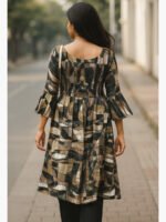 WTOP-BASIC-02-BR-L-01-B Women's Rayon Printed A-Line Kurti - Multicolor