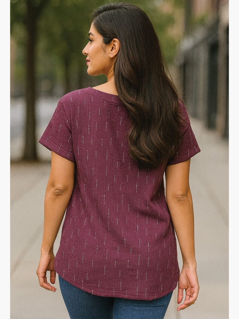 Women's Popcorn Knit High-Low Top – Purple