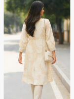 Women's Georgette Straight Kurti, Cream Beige