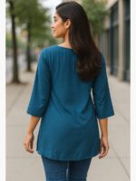 WTOP-UIS-01-TL-L-02-B Women's Rayon A-Line Kurti – Teal