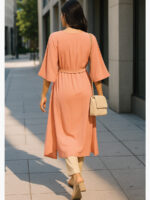 Women's Georgette Flared Kurti, Peach