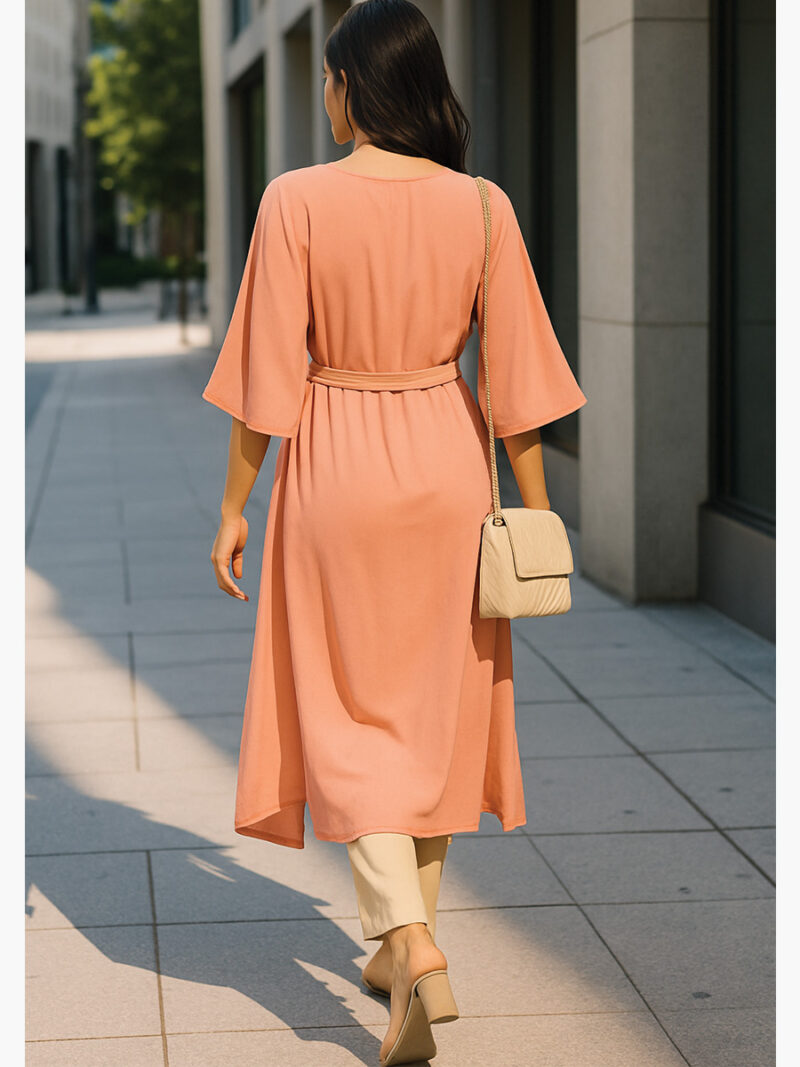 Women's Georgette Flared Kurti, Peach