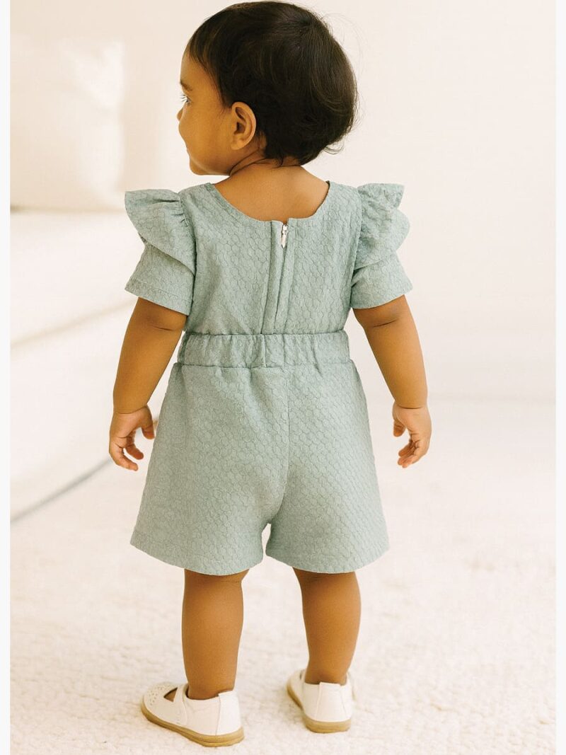 Women’s Popcorn Bow Romper - Seafoam Green