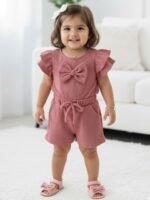 Women’s Popcorn Bow Romper - Terracotta