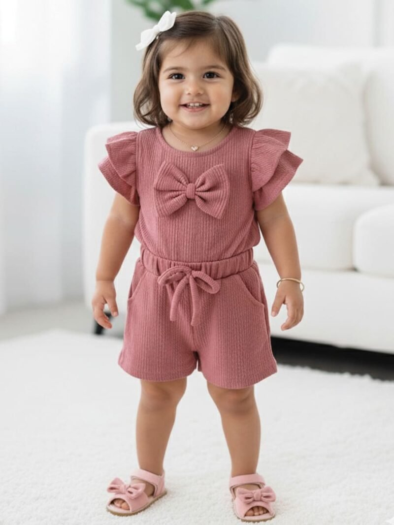 Women’s Popcorn Bow Romper - Terracotta