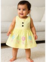 KG-TERON-01-YL-6M-12M-01-F Baby Girl Cotton Frock - Yellow