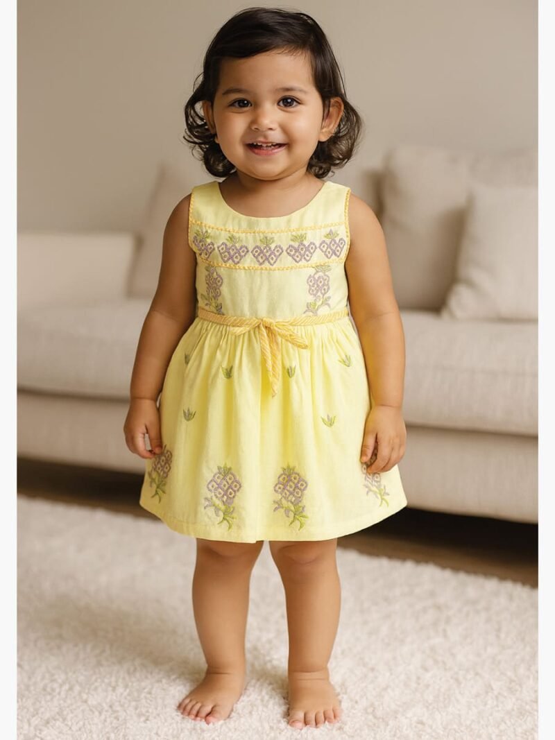Baby Girl Cotton Frock - Yellow