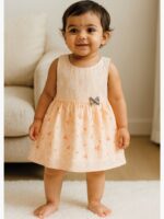 KG-TERON-03-PC-6M-12M-03-F Baby Girl Cotton Frock - Peach