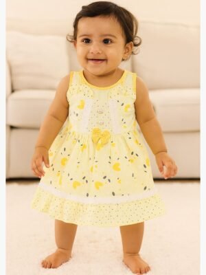 Baby Girl Cotton Frock - Yellow