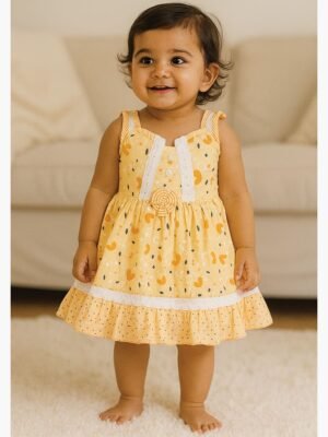Baby Girl Cotton Frock - Peach