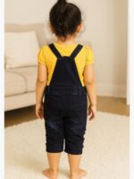 Women's Cotton Yellow Top & Black Denim Dungaree Set